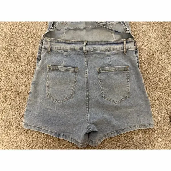 SHEIN Denim Romper Lace Up Back Large - Picture 3 of 6